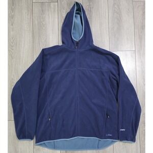 L.L. Bean Polartec Fleece Hoodie Jacket Blue The Weather Channel‎ Zip Up Vintage